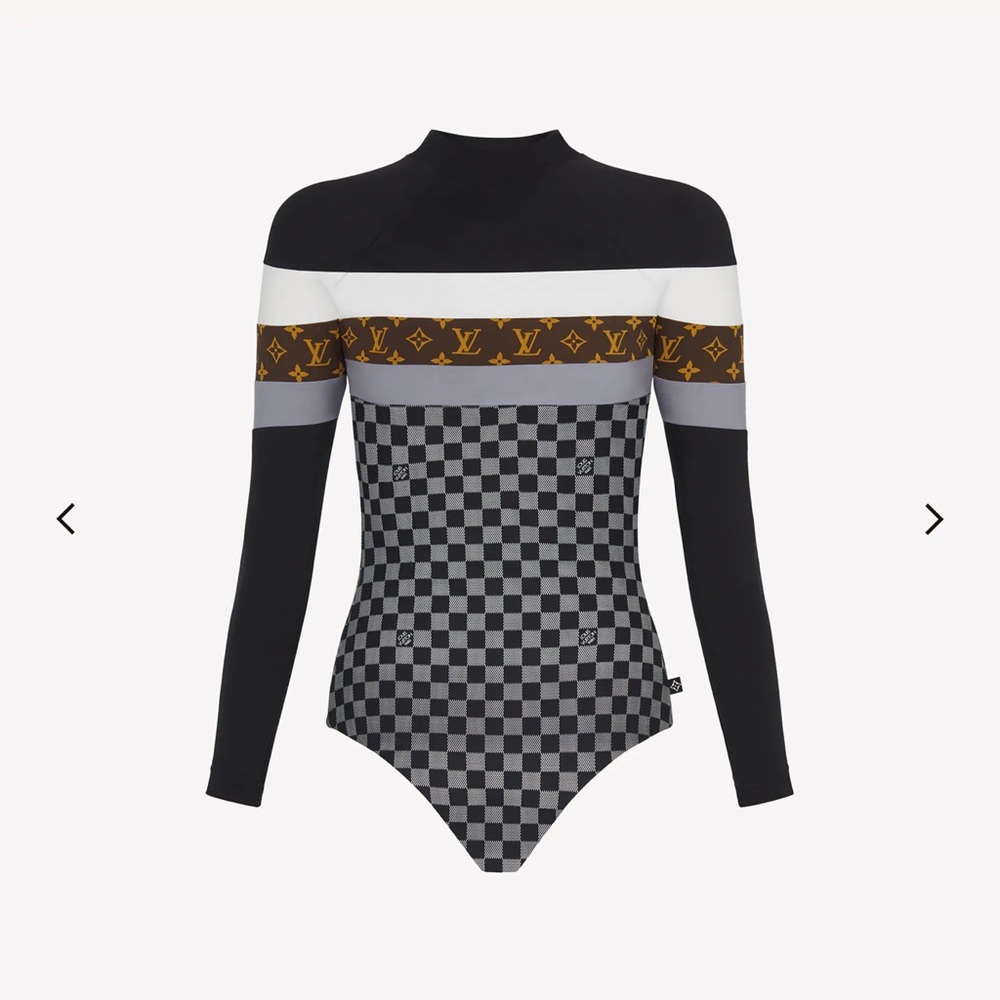 SPORTY DAMIER BODYSUIT IN TECHNICAL JERSEY size 40